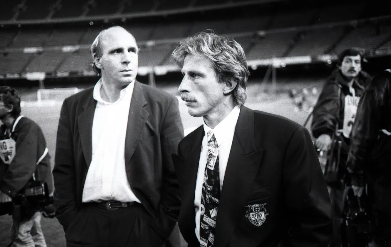 Dieter Hoeneß und Christoph Daum 1992. Foto: Imago / Sportfoto Rudel