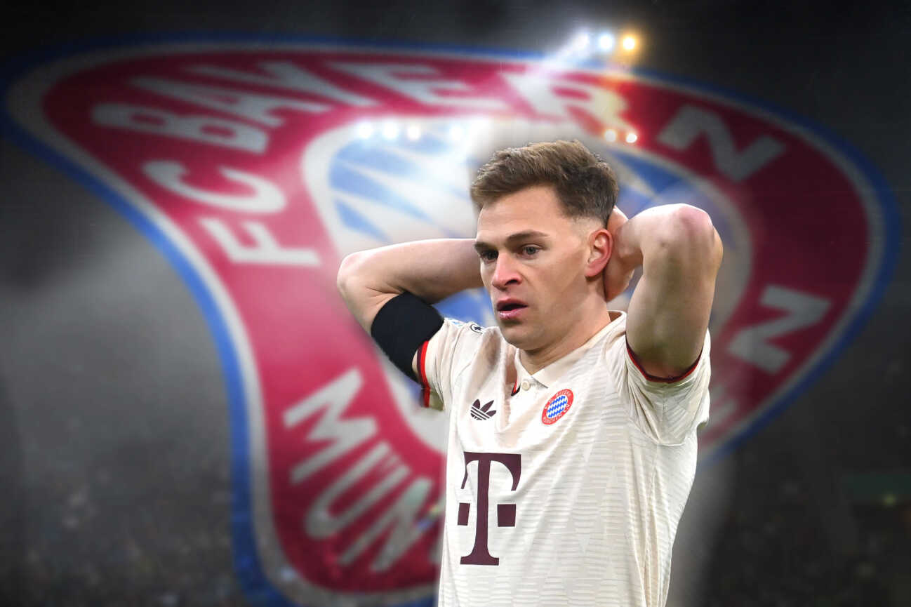 FOTOMONTAGE: FC Bayern ziet Angebot an Kimmich zurueck! Joshua KIMMICH (Bayern Muenchen), Enttaeuschung,Frust,enttaeuscht, frustriert,niedergeschlagen,,Aktion, Einzelbild,angeschnittenes Einzelmotiv, Halbfigur,halbe Figur *** PHOTOMONTAGE FC Bayern returns offer to Kimmich Joshua KIMMICH Bayern Muenchen, disappointment, frustration, disappointed, frustrated, dejected, action, single image, cropped single motif, half-figure, half-figure