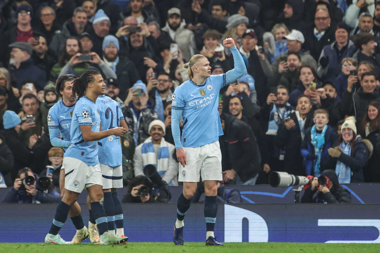 UEFA Champions League Knockout Round Play-off Manchester City v Real Madrid Erling Haaland of Manchester City celebrates his goal to make it 1-0 during the UEFA Champions League Knockout Round Play-off Manchester City v Real Madrid at Etihad Stadium, Manchester, United Kingdom, 11th February 2025 (Photo by Mark Cosgrove News Images) Manchester Etihad Stadium Manchester United, ManU Kingdom Copyright: xMarkxCosgrove NewsxImagesx