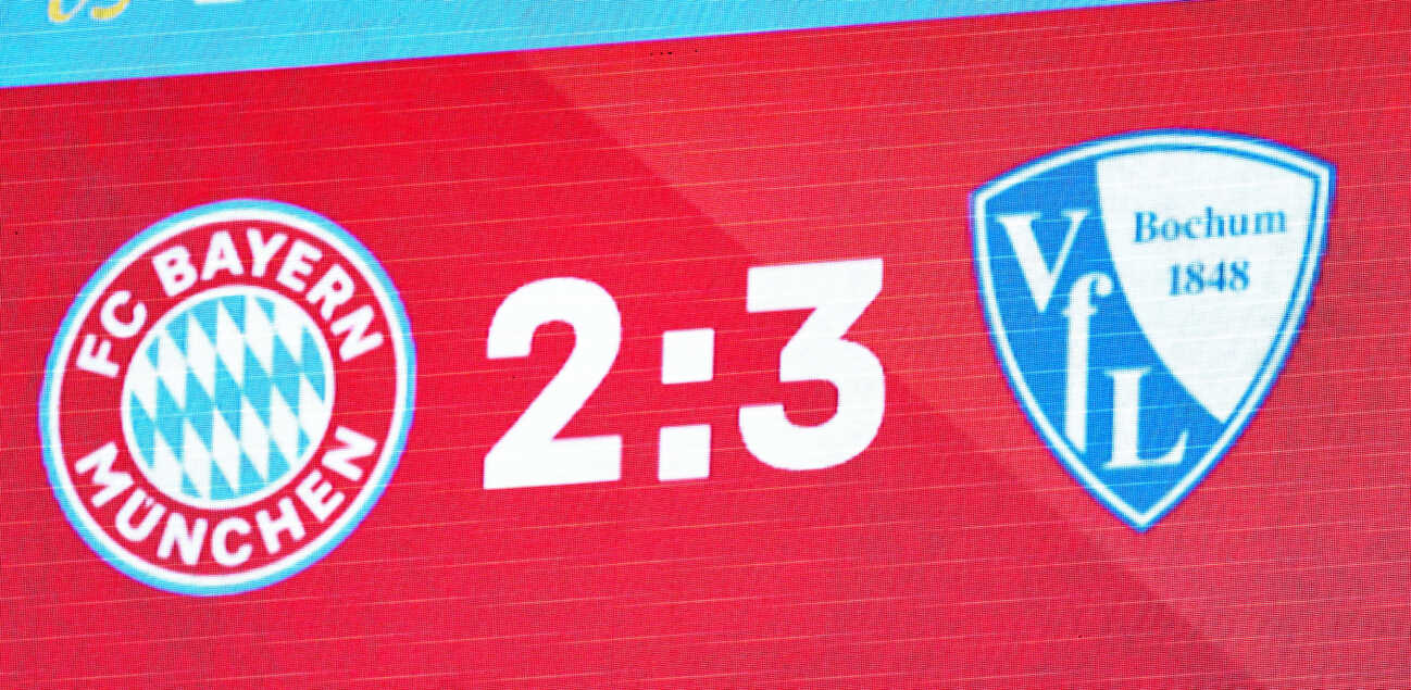 screenboard final result in the match FC BAYERN MUENCHEN - VFL BOCHUM on Mar 8, 2025 in München, Germany. Season 2024 2025, 1.Bundesliga, FCB,, München, matchday 25, 25.Spieltag